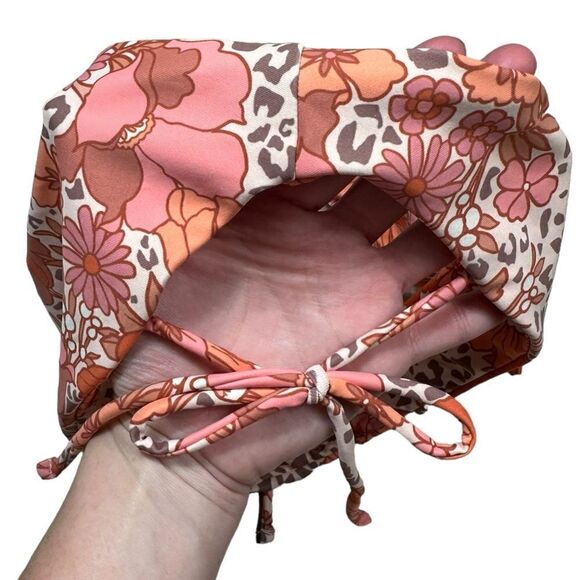 P2F Orange & Pink Floral Cheetah Print Jimi High Leg V Cut Bikini Bottom - Picture 6 of 6